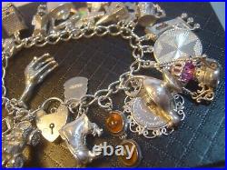 Incrediblemassive Solid Silver Charm Bracelet-vintage Heavy- 7. 27 Unusu Charms