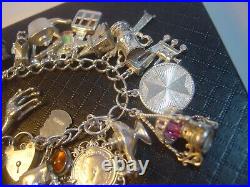 Incrediblemassive Solid Silver Charm Bracelet-vintage Heavy- 7. 27 Unusu Charms