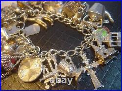 Incrediblemassive Solid Silver Charm Bracelet-vintage Heavy- 7. 27 Unusu Charms