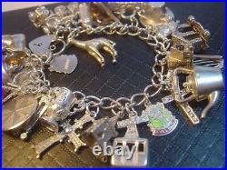 Incrediblemassive Solid Silver Charm Bracelet-vintage Heavy- 7. 27 Unusu Charms