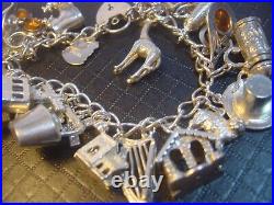 Incrediblemassive Solid Silver Charm Bracelet-vintage Heavy- 7. 27 Unusu Charms