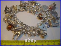 Incrediblemassive Solid Silver Charm Bracelet-vintage Heavy- 7. 27 Unusu Charms