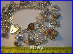 Incrediblemassive Solid Silver Charm Bracelet-vintage Heavy- 7. 27 Unusu Charms