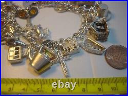 Incrediblemassive Solid Silver Charm Bracelet-vintage Heavy- 7. 27 Unusu Charms