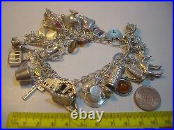 Incrediblemassive Solid Silver Charm Bracelet-vintage Heavy- 7. 27 Unusu Charms