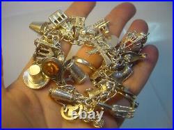 Incrediblemassive Solid Silver Charm Bracelet-vintage Heavy- 7. 27 Unusu Charms