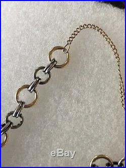 JAMES AVERY 14K YELLOW GOLD & STERLING SILVER LINK CHARM BRACELET APROX 8 Long