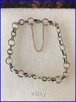 JAMES AVERY 14K YELLOW GOLD & STERLING SILVER LINK CHARM BRACELET APROX 8 Long