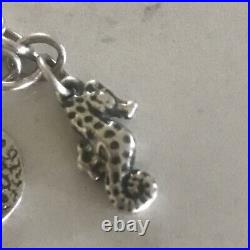 JAMES AVERY Sterling Silver Link Chain Bracelet Turtle Seahorse Shell Charms