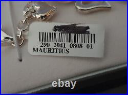 Jacmel Mauritius. 925 Sterling Silver Multi Heart Charms Bracelet 8