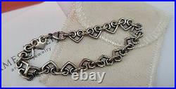 James Avery 7 Sterling Silver Scrolled Heart Link Charm Bracelet with Box