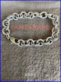 James Avery Beaded Cable Charm Bracelet Sterling Silver Size Medium