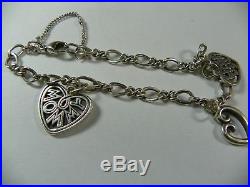 James Avery Chain Bracelet with 3 Heart Charms Sterling Silver 925 6.5