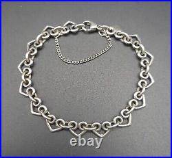 James Avery Heart Link 6.5 Charm Bracelet 925 Sterling Silver Safety Chain