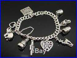 James Avery Medium Double Curb Charm Bracelet with 10 Charms in Sterling Silver