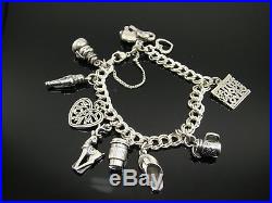 James Avery Medium Double Curb Charm Bracelet with 10 Charms in Sterling Silver