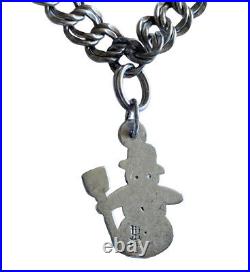 James Avery Retired Snowman Charm With Double Chain Bracelet Sterling Silver