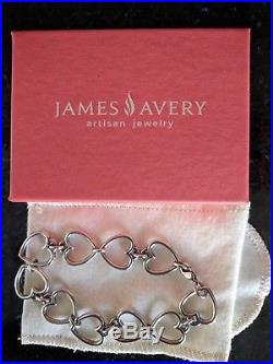 James Avery Silver Open Heart Hearts Charm Bracelet