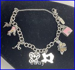 James Avery Sterling Charm Bracelet With 7 Charms Texas Pink Theme