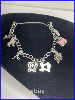 James Avery Sterling Charm Bracelet With 7 Charms Texas Pink Theme