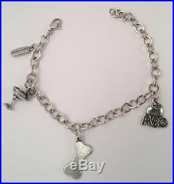 James Avery Sterling Silver 8.10 Charm Bracelet With 3 Charms