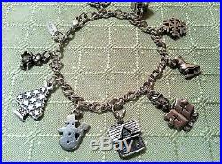 James Avery Sterling Silver Charm Bracelet & 9 Christmas Charms, Rare & Retired