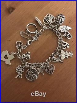 James Avery Sterling Silver Charm Bracelet with 16 JA Charms Texas, Cell, love ect