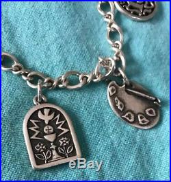 James Avery Sterling Silver Charm Bracelet with 5 Charms, 6 Inches 22 Grams