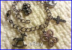 James Avery Sterling Silver Charm Bracelet with7 Charms, Retired, Motherhood, 7.5