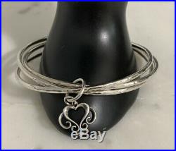 James Avery Sterling Silver Hammered Linked Bangle Bracelet 8 WithOrnamentCharm