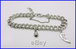 James Avery Sterling Silver Heavy Double Curb Bracelet And 3-charms Lb-c1673