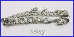 James Avery Sterling Silver Heavy Double Curb Bracelet And 3-charms Lb-c1673