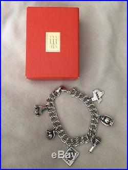 James Avery Sterling Silver Heavy Double Curb Charm Bracelet With Six Charms