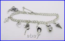 James Avery Sterling Silver Light Double Curb Bracelet With 7 Charms Lb-c1289