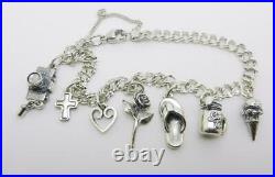 James Avery Sterling Silver Light Double Curb Bracelet With 7 Charms Lb-c1289