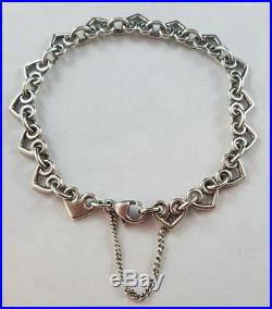 James Avery Sterling Silver Scrolled Heart Link Charm Bracelet 7 FREE SHIPPING
