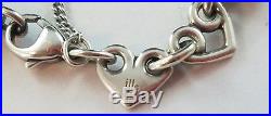 James Avery Sterling Silver Scrolled Heart Link Charm Bracelet 7 FREE SHIPPING