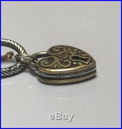 James Avery Sterling Silver Twisted Oval Charm Bracelet Bronze Verona Lock Charm