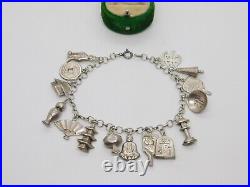 Japanese Sterling Silver Charm Bracelet with Charms Vintage c1960 19cm Length