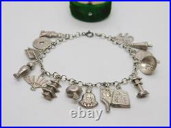 Japanese Sterling Silver Charm Bracelet with Charms Vintage c1960 19cm Length