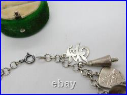 Japanese Sterling Silver Charm Bracelet with Charms Vintage c1960 19cm Length