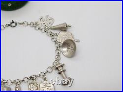 Japanese Sterling Silver Charm Bracelet with Charms Vintage c1960 19cm Length