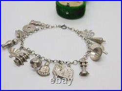 Japanese Sterling Silver Charm Bracelet with Charms Vintage c1960 19cm Length