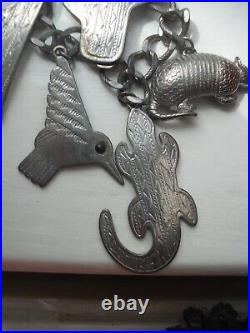 Jj Vintage Charm Bracelet Armadillo, Wolf, Cactus, Bird, Gecko Extremely Rare