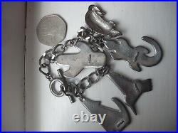 Jj Vintage Charm Bracelet Armadillo, Wolf, Cactus, Bird, Gecko Extremely Rare