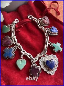 Joan Slifka Charms Bracelet Vintage Southwestern Sterling Silver Designer