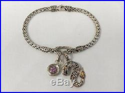 John Hardy Naga Dragon Charm Bracelet Pink Sapphire 18K Gold & Sterling Silver