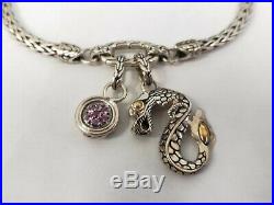 John Hardy Naga Dragon Charm Bracelet Pink Sapphire 18K Gold & Sterling Silver