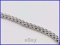 John Hardy Sterling Silver Heart Charm 3mm Weave Knot Chain 7' Inch Bracelet