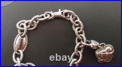 Judith Ripka 925 Sterling Silver Puppy Dog Lover 7.5 Charm Bracelet